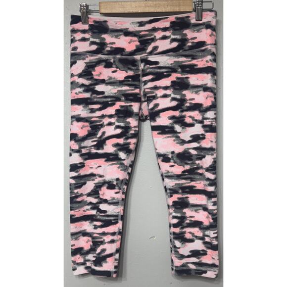 LULULEMON Legging Wunder Under Crop 8 Wamo Camo Barely Pink Denim Luon - Picture 1 of 7